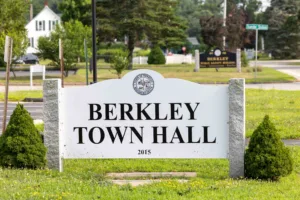 Berkley Town Hall sign.